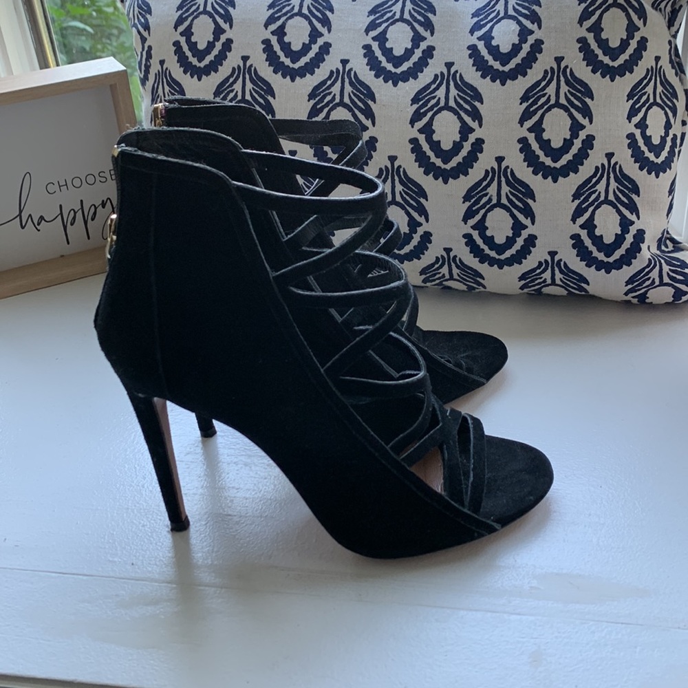 AQUAZZURA Laser Cut Suede Sandals